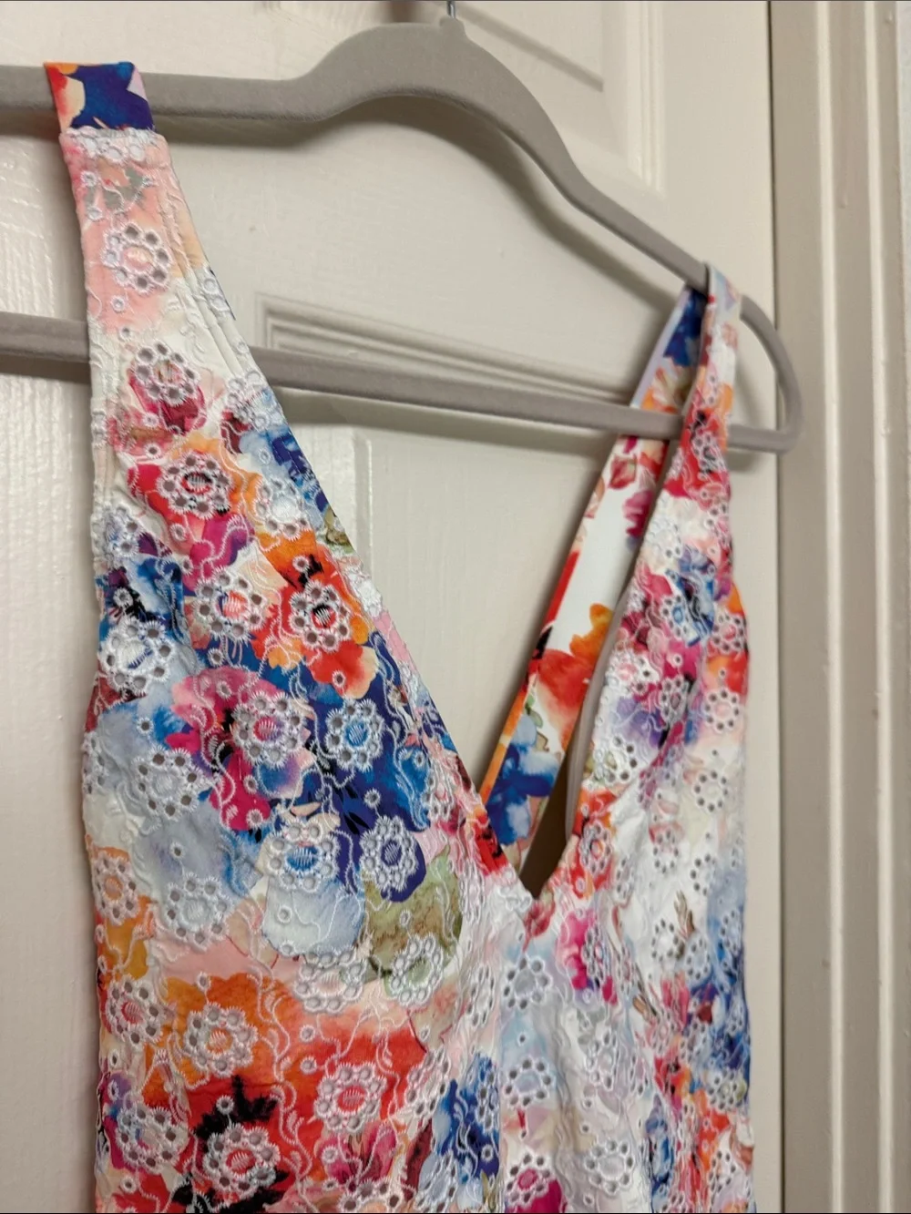 Johnny was White Floral Eyelet One-Piece Swimsuit
